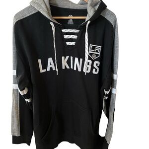 NHL LA Kings Black and Gray Sweater with Lace-Up Detail